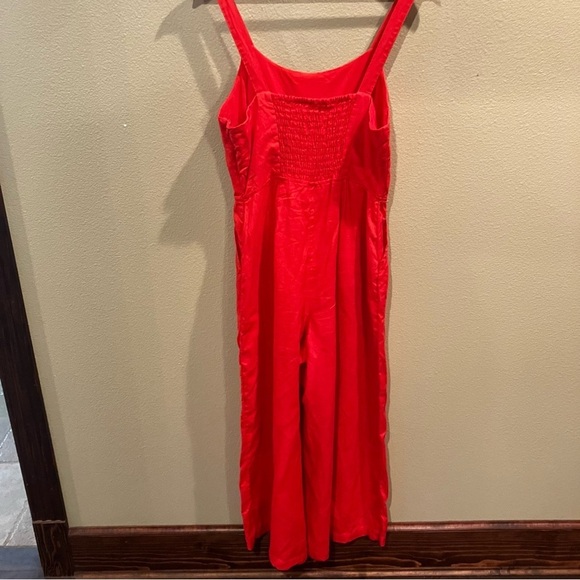 Cynthia Rowley 100% Linen Wide Leg Cropped Romper Jumpsuit, size 4, Orange - Picture 2 of 11